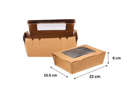 Kraft Lunch Box with Window 22x16x6.5 cm - No 5