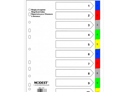 Modest A4 PVC Divider 10 Colour Tab
