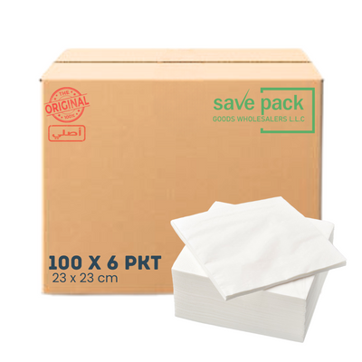 مناديل عشاء مطوية بيضاء 23x23/33x33 سم - كرتون، 23x23 سم