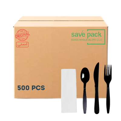 Heavy Duty Black Cutlery Sets - 500 Pcs
