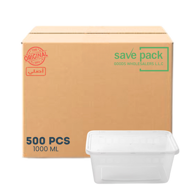 علبة ميكروويف مستطيلة شفافة سعة 1000 مل - كرتون