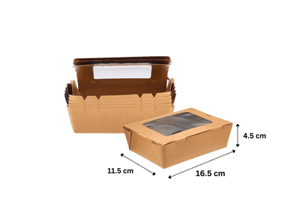 Kraft Lunch Box with Window 16.5x11.5x4.5 cm - No 3
