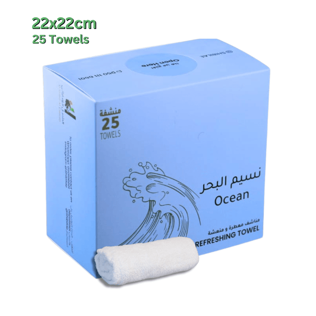 Wet Refreshing Towels 25 Pieces 22x22 cm - Ocean