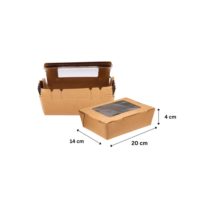 Kraft Lunch Box with Window 20X14X5cm - No 4