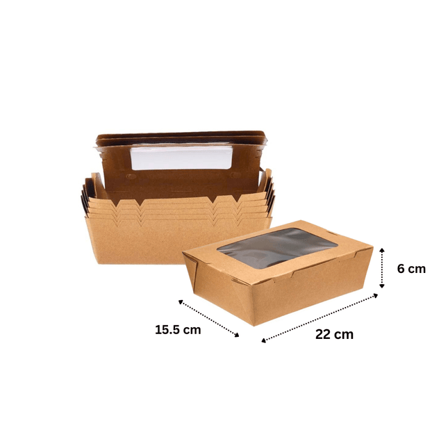 Kraft Lunch Box with Window 22x16x6.5 cm - No 5
