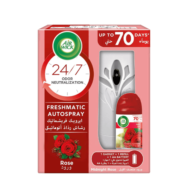 Air Wick Air Freshener 250 Ml + Free Dispenser + Free Battery AA - Midnight Rose