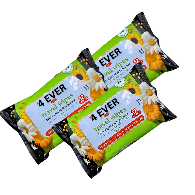4Ever Multi Purpose Travel Wipes- 3 X 12pcs