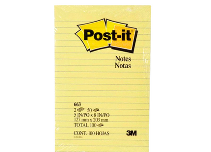 3M Post-It Notes Lined Canary Yellow 660 4inx6in