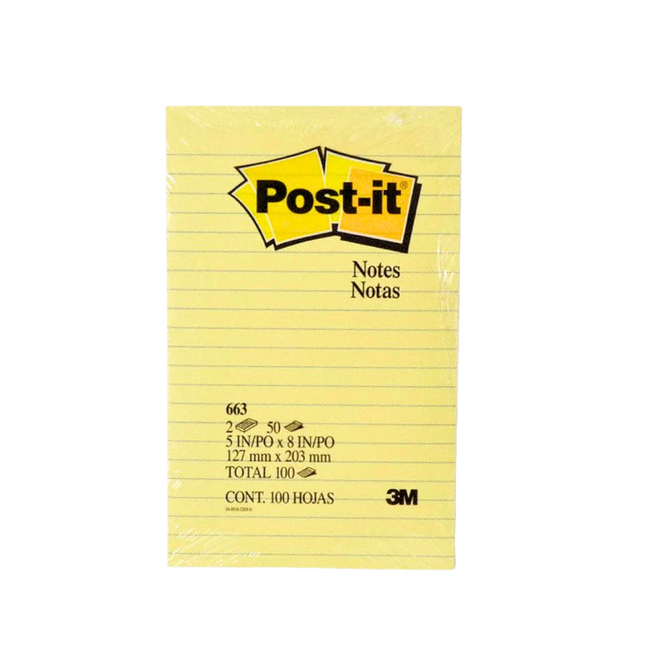 3M Post-It Notes Lined Canary Yellow 660 4inx6in