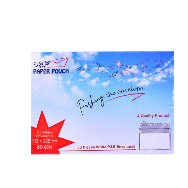 Paper pouch white envelope 115 x 225 mm - 50 Pieces