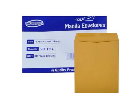 Paper Pouch Manila Envelopes 229 x 102 mm - 50 Pieces