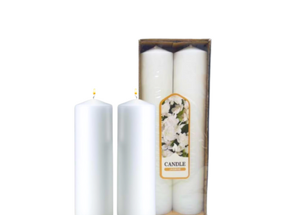 candles- two white tall candles jasmine parfumed
