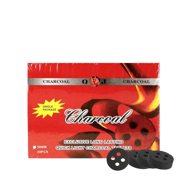 فحم البخور المحظوظ، 20 قطعة، فحم أسود طويل الأمد - 50 مم