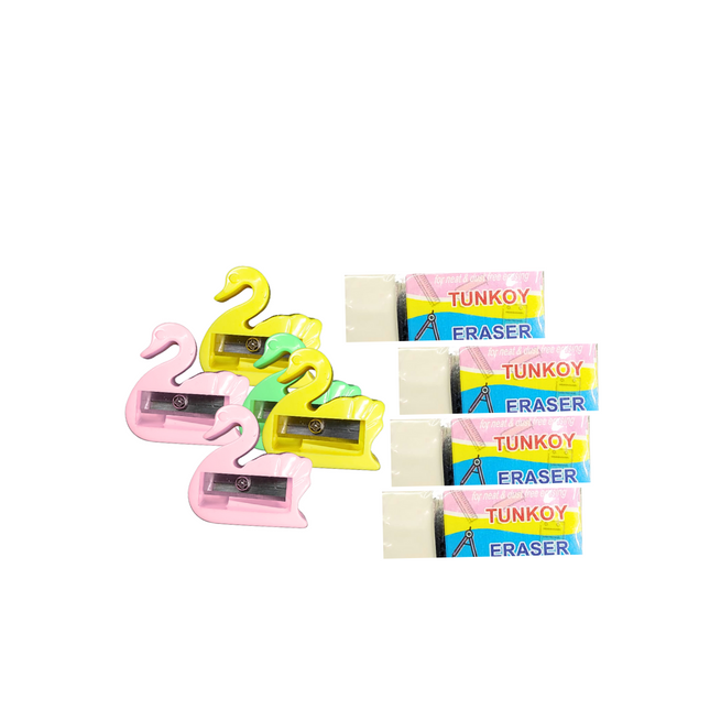 10 Pieces Eraser + 10 Pieces Sharpner Set