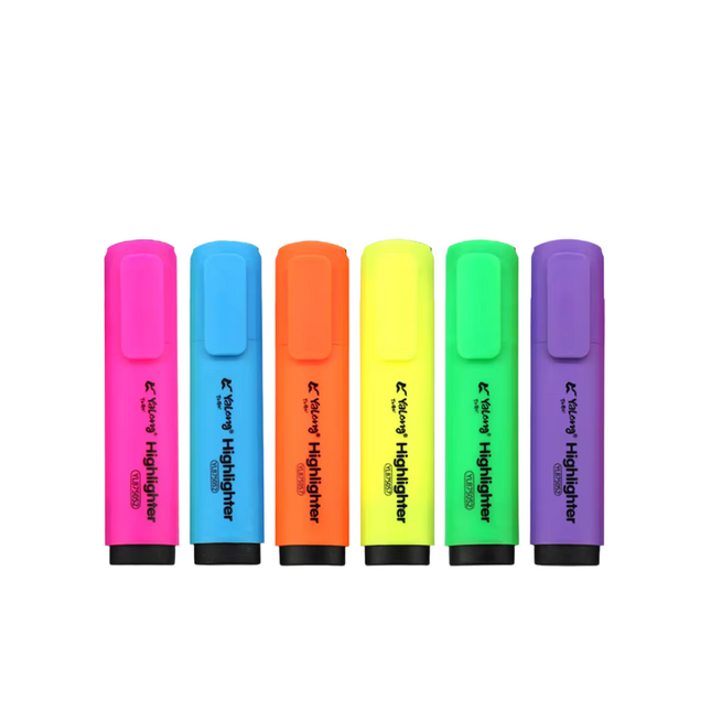 Yalong Hot Sale Multi Colors Art Markers Flat Square Barrel 6 Colors Highlighter