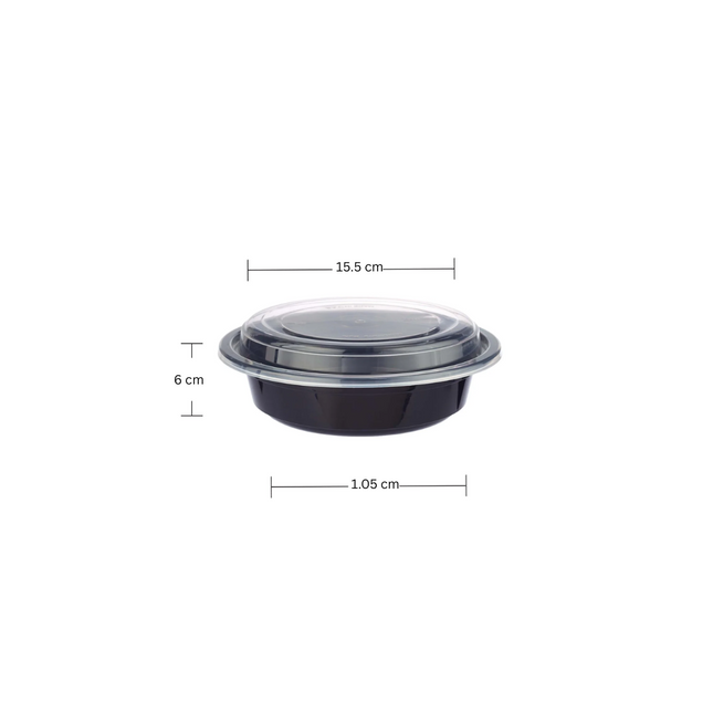 RO -25 Black Base Round Microwavable Container with Lid