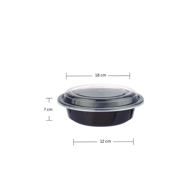 RO - 40 Black Base Round Microwavable Container with Lid