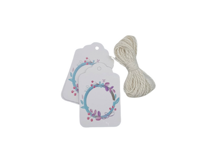 GIFT TAG RECT ROUND BORDER STRING INC 12