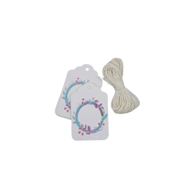 GIFT TAG RECT ROUND BORDER STRING INC 12