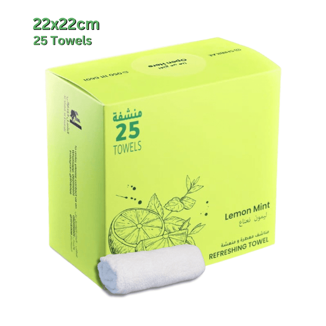 Wet Refreshing Towels 25 Pieces 22x22 cm - Lemon Mint
