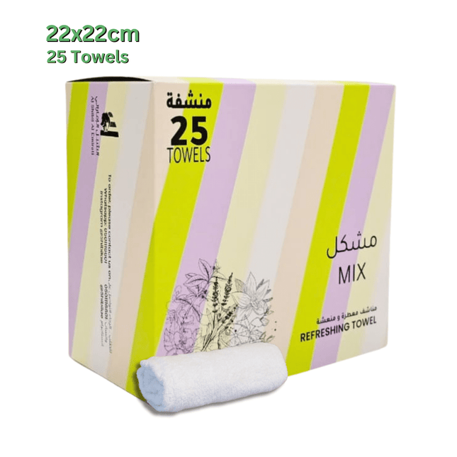 مناشف مبللة ومنعشة ٢٥ قطعة ٢٢×٢٢ سم - مزيج