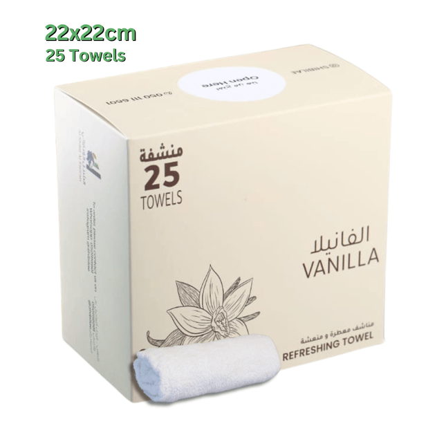 Wet Refreshing Towels 25 Pieces 22x22 cm - Vanilla