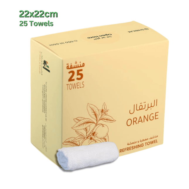 Wet Refreshing Towels 25 Pieces 22x22 cm - Orange