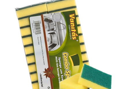 v - 102 Sponge With Scourer Multi Use 20 Pcs