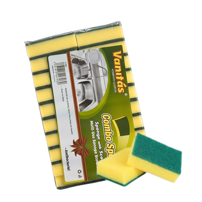 v - 102 Sponge With Scourer Multi Use 20 Pcs