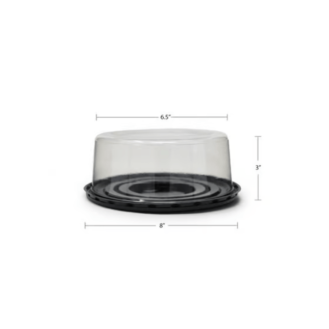 Plastic Cake Box Black Base w/ Plastic Lid - 8*6.5*3 Inch