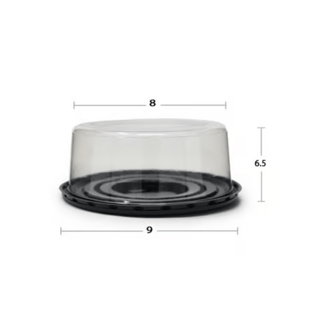 Plastic Cake Box Black Base w/ Plastic Lid - 9*8*6.5 Inch