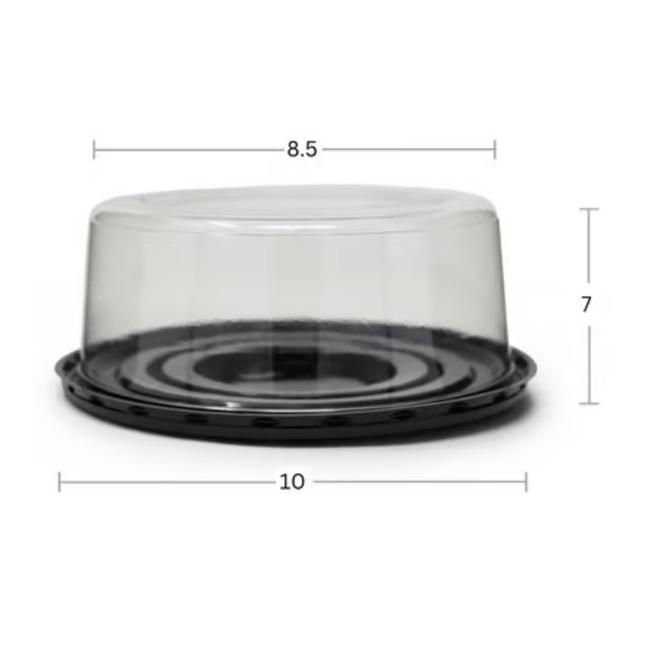 Plastic Cake Box Black Base w/ Plastic Lid - 10*8.5*7 Inch