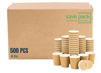 Ripple Cup Brown Color 8 Oz Carton 500 Pieces