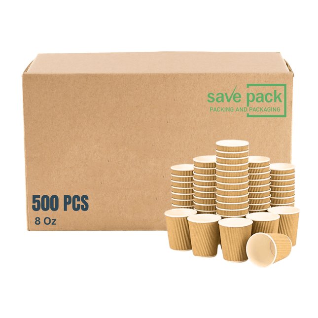 Ripple Cup Brown Color 8 Oz Carton 500 Pieces