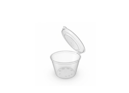 Sauce Cup 3.25 oz Clear With Hinged Lid