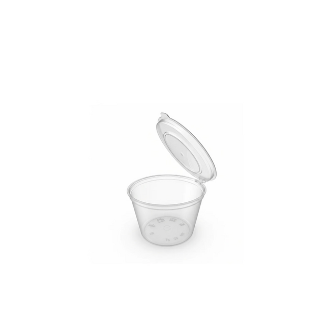 Sauce Cup 3.25 oz Clear With Hinged Lid
