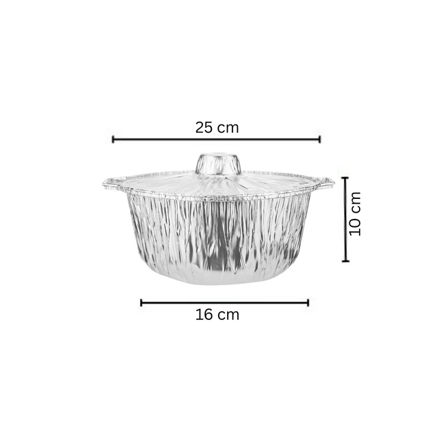 Aluminium Pots 25 cm With Lid - 10 Pcs