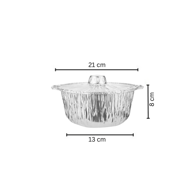 Aluminium Pots 21 cm With Lid - 10 Pcs