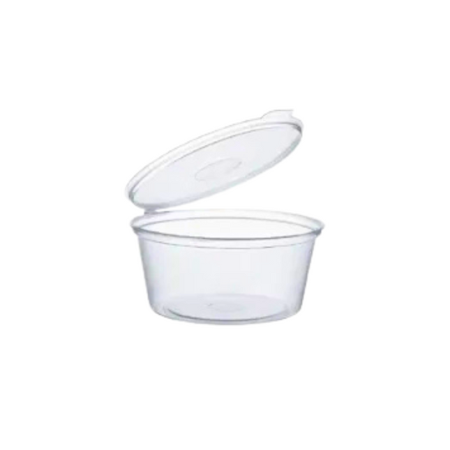 Sauce Cup 4 oz Clear With Hinged Lid