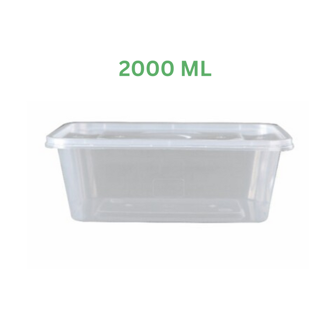Clear Rectangle Microwave Container 2000 Ml
