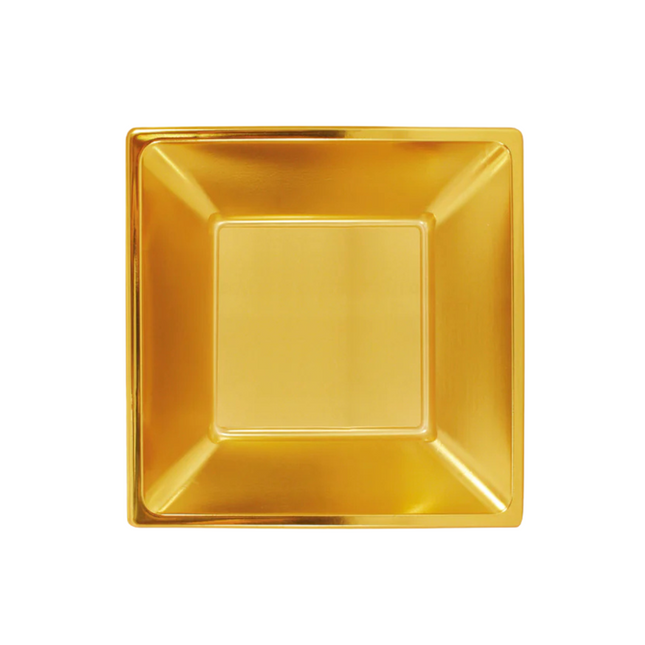 طبق بلاستيكي مربع ذهبي 10 بوصة