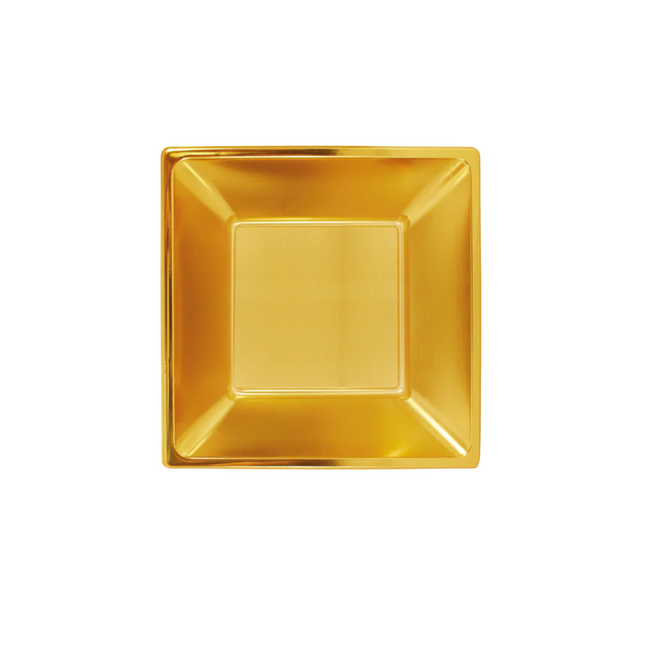 طبق بلاستيكي مربع ذهبي 8 بوصة