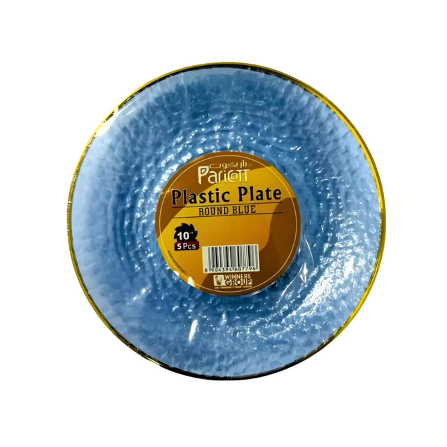 طبق بلاستيكي دائري أزرق مقاس 10 بوصة - 5 قطع