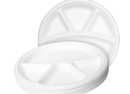 Disposable Biodegradable Plate Round 11 Inch - 4 Section , 25 Pcs