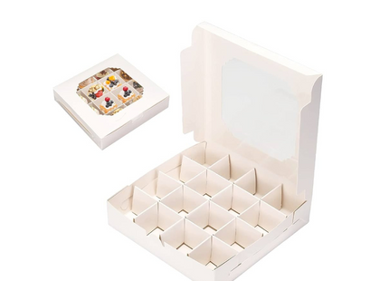 Cupcake Box with Clear Window – 16 Sections , Size: 15×15×3 cm