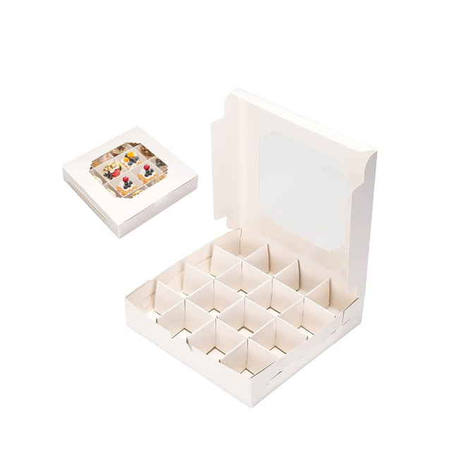 Cupcake Box with Clear Window – 16 Sections , Size: 15×15×3 cm
