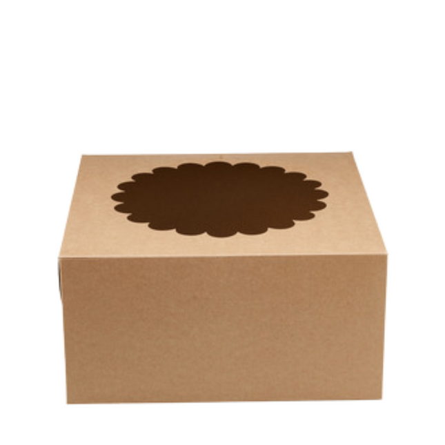 Kraft Cake Box Round With Window 30 x 30 X 15  cm