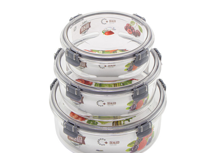 Plastic Container 3 Set Crisper 600 ml , 1400 ml , 2600 ml