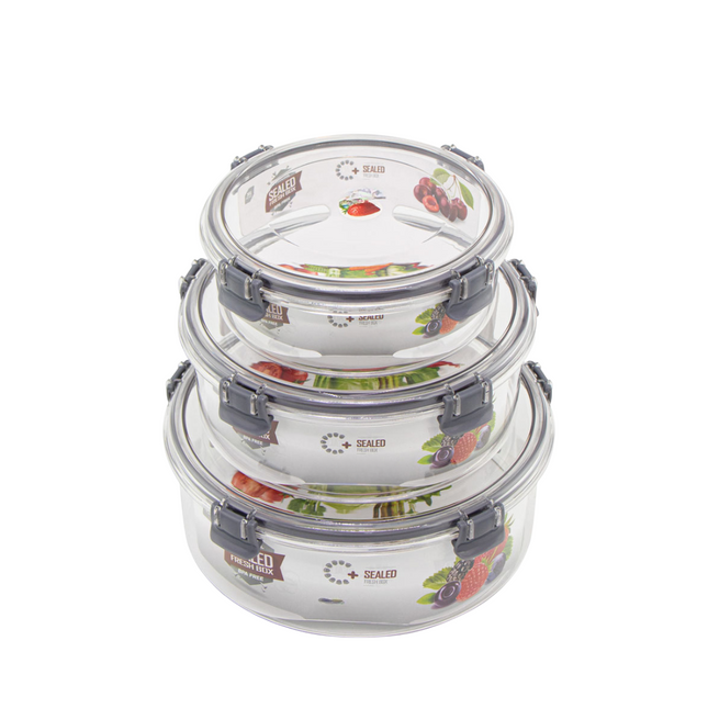 Plastic Container 3 Set Crisper 600 ml , 1400 ml , 2600 ml