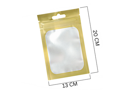 Gold Ziplock Bags with Clear Window Small